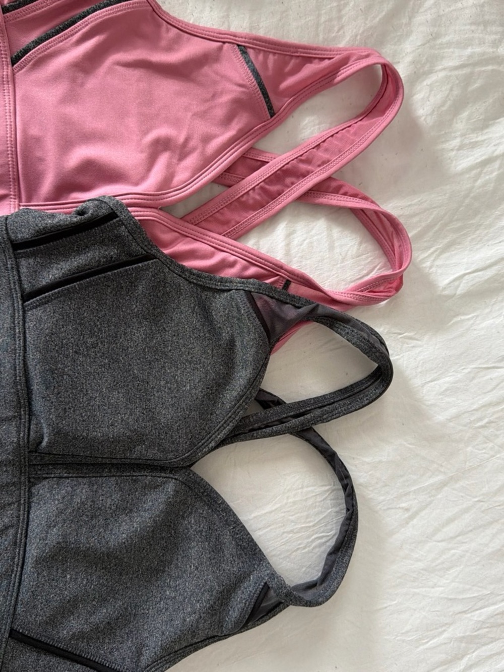 Avia Women's Dual-Strap Sports Bras in Pink & Charcoal